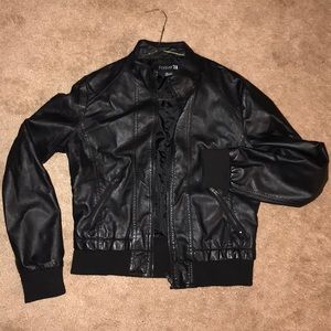 Black Long Sleeve Leather Jacket